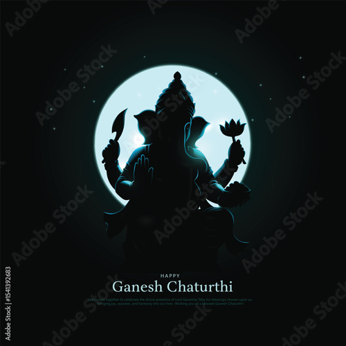 Silhouette vector illustration of lord ganpati for happy Ganesh Chaturthi festival of India. Creative background design.