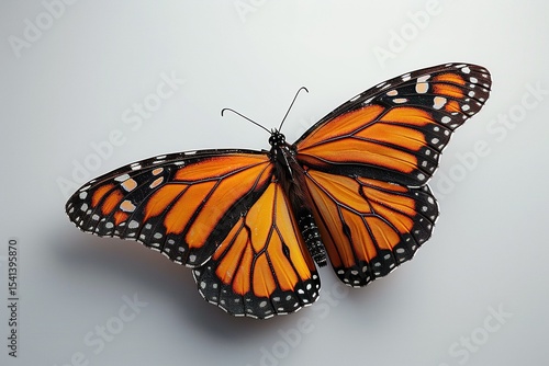 A orange colour butterly on bright white background