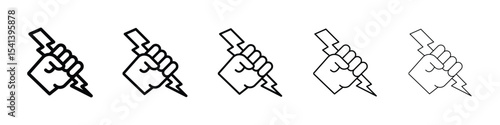 Hand with Power icon for mobile concept and web design.
