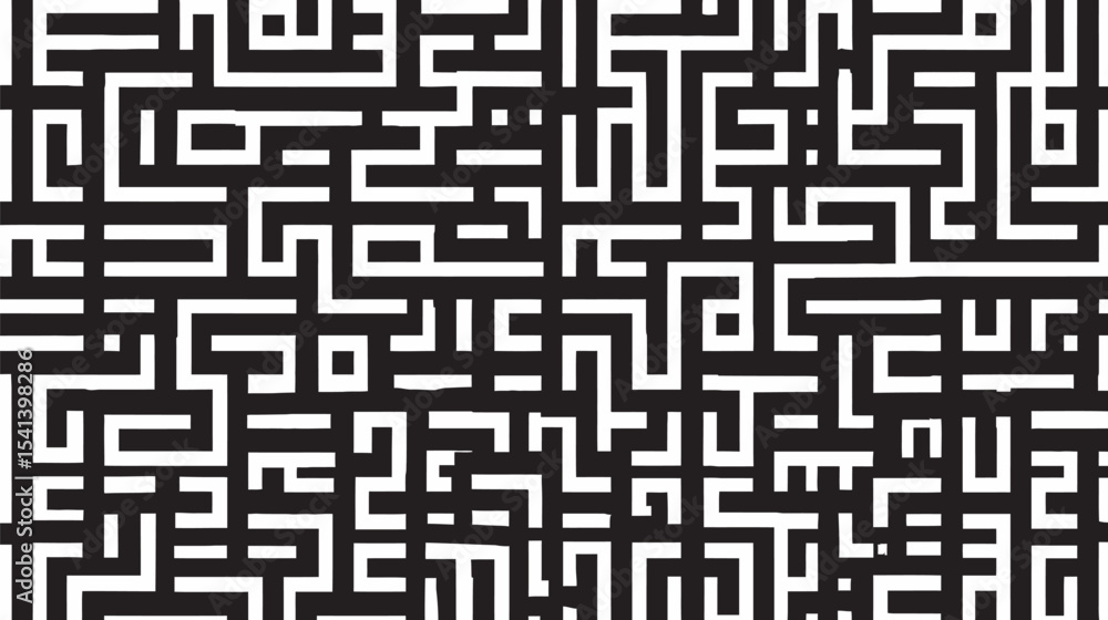 Complex maze pattern confuses mind within monochrome labyrinth illustration design Complex maze pattern confuses mind within monochrome labyrinth illustration design