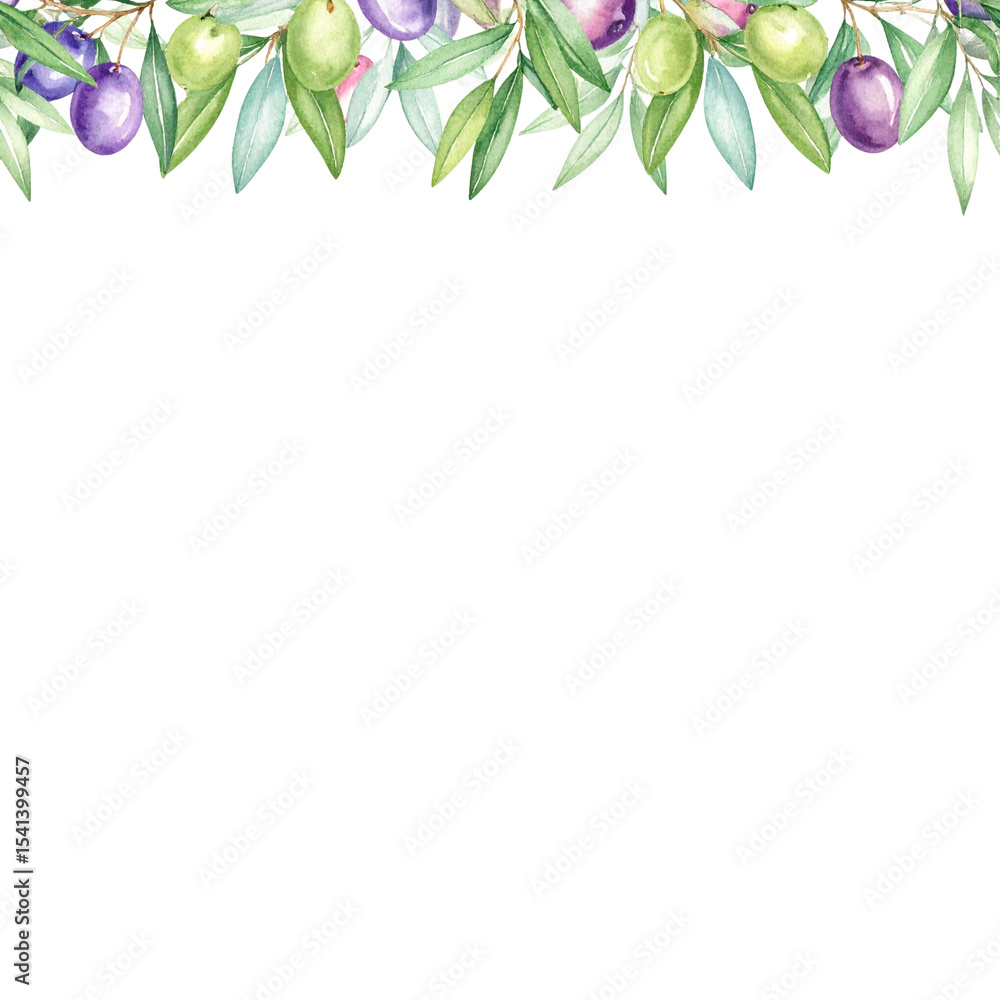 Fototapeta premium Floral frame with leaves: vector illustration isolated on white background.