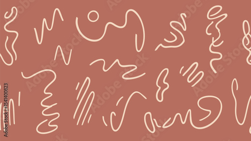 Abstract shapes float minimalist art modern background terracotta design sketch pattern simplicity
