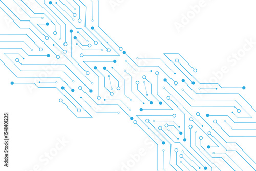 Abstract blue computer technology background with circuit board and circle tech.illustration for elements