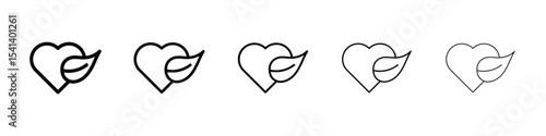 Leaf heart icon for mobile concept and web design.