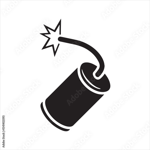 Dynamite Firecracker Silhouette Icon for Holiday and Celebration Design