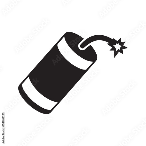 Dynamite Firecracker Silhouette Icon for Holiday and Celebration Design