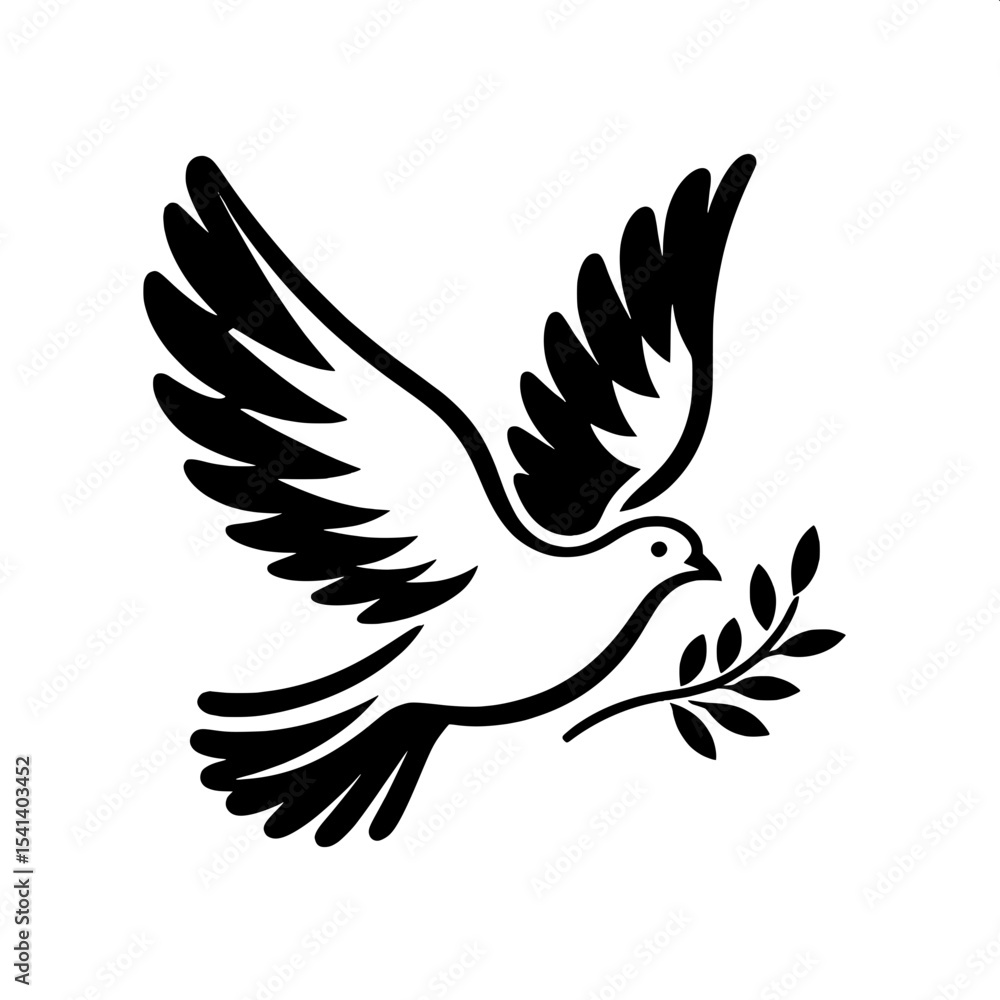 Obraz premium Minimalist Dove with Olive Branch SVG