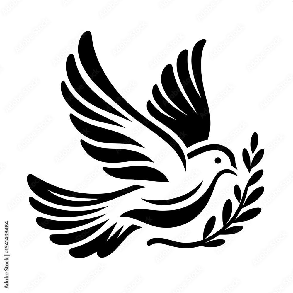 Fototapeta premium Minimalist Dove with Olive Branch SVG