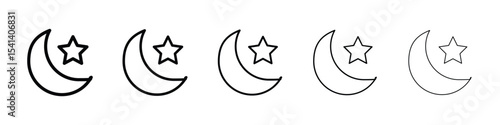 Moon and star icon for mobile concept and web design.