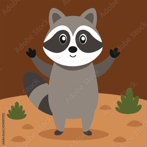 Adorable raccoon illustration standing on hind legs