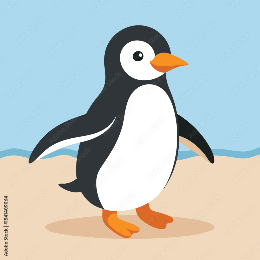 Obraz premium Gentoo penguin waddling towards camera in advertisement banner