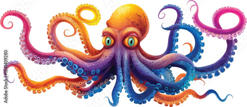  Angry Octopus Character Clipart