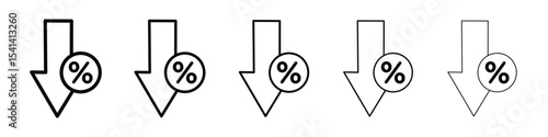 Percent down icon for mobile concept and web design.