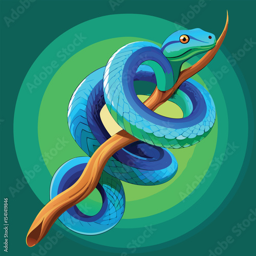 Coiled arboreal viper vector illustration
