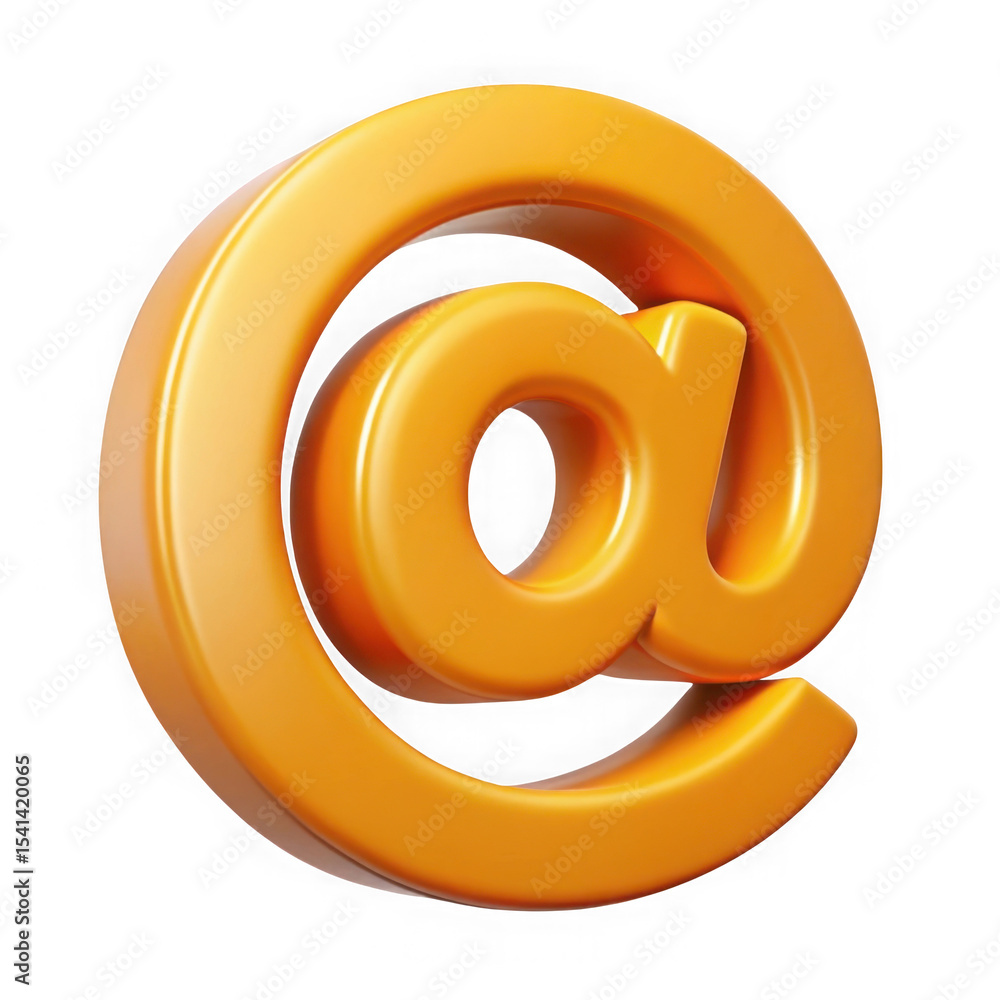 Obraz premium 3d orange at symbol email icon isolated on transparent background