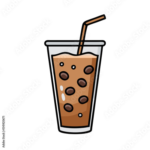 Tall glass of iced coffe 
