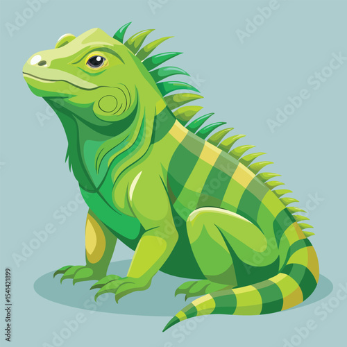 Vibrant lime green iguana vector illustration