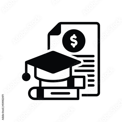 Black solid icon for education loan