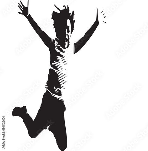  Energetic Person Leaping with Joy Silhouette