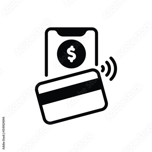 Black solid icon for contactless payment