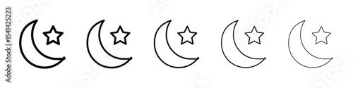 Star and crescent icon for mobile concept and web design.