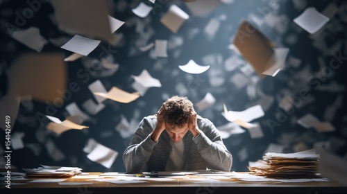 Wallpaper Mural Overwhelmed by Workload and Papers Torontodigital.ca