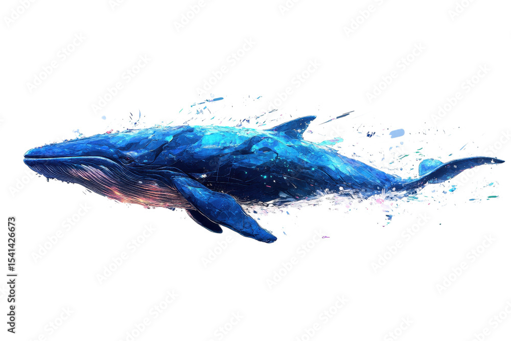 Fototapeta premium Majestic Blue Whale in Abstract Artistic Style