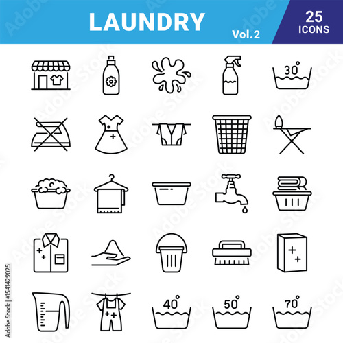 Laundry vector icon set for commercial use.