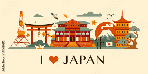 I Love Japan Skyline Travel Banner