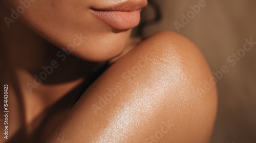 Radiant glowing skin texture macro for beauty and skincare concepts