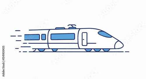 High-Speed Train Outline Icon with Motion Lines