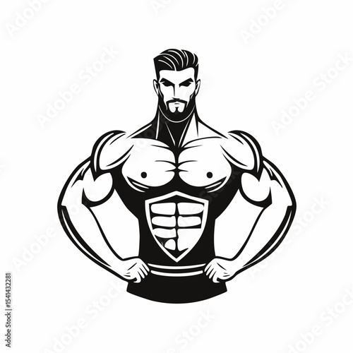 Strong Muscular Men Logo Design Vector Image Isolated on white background.