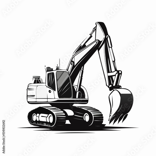 Heavy Excavator in Action Powerful Construction Equipment Working on Site with Precision and Strength