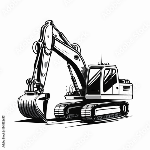 Heavy Excavator in Action Powerful Construction Equipment Working on Site with Precision and Strength
