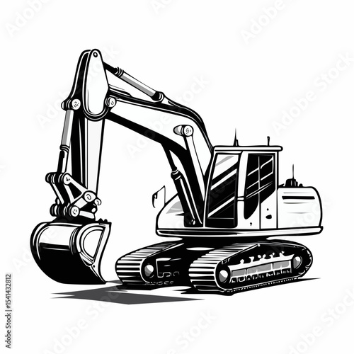 Heavy Excavator in Action Powerful Construction Equipment Working on Site with Precision and Strength