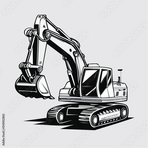 Heavy Excavator in Action Powerful Construction Equipment Working on Site with Precision and Strength