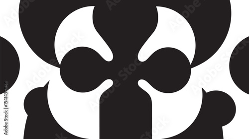 Abstract shapes interact creating pattern white background monochrome design graphic