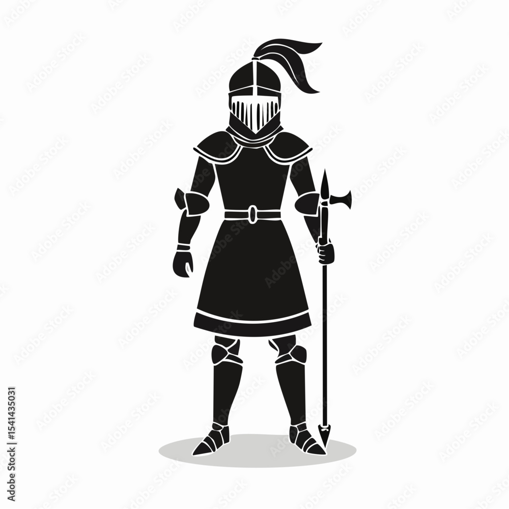 Obraz premium Crusade Knight Image Vector. Crusader knight illustration Black and White Image vector.