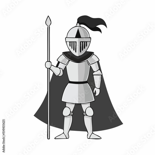 Crusade Knight Image Vector. Crusader knight illustration Black and White Stock vector.