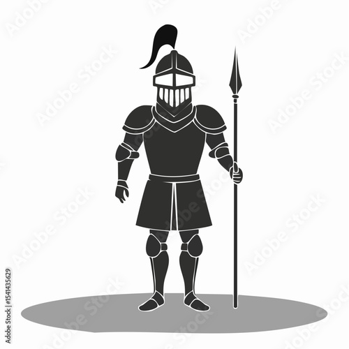 Crusade Knight Image Vector. Crusader knight illustration Black and White Stock vector.