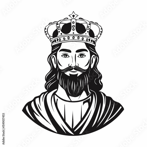 Byzantine man prince character wearing crown Image Vector isolated on white background