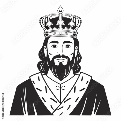 Byzantine man prince character wearing crown Image Vector isolated on white background