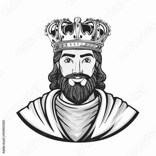 Byzantine man prince character wearing crown Image Vector isolated on white background