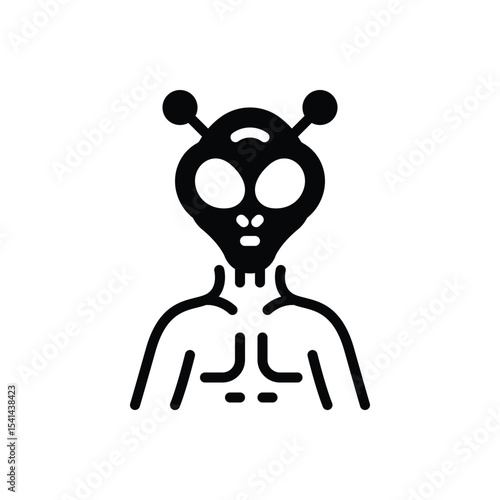 Black solid icon for alien