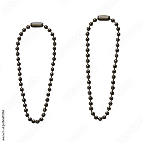 Two Black Ball Chains Isolated on Transparent Background for Design Use