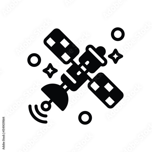 Black solid icon for satellite