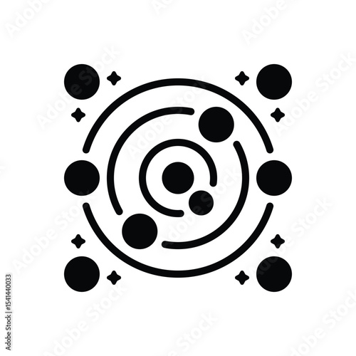 Black solid icon for solar system