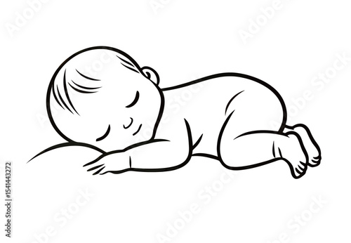 A serene illustration of a sleeping baby in a peaceful pose.