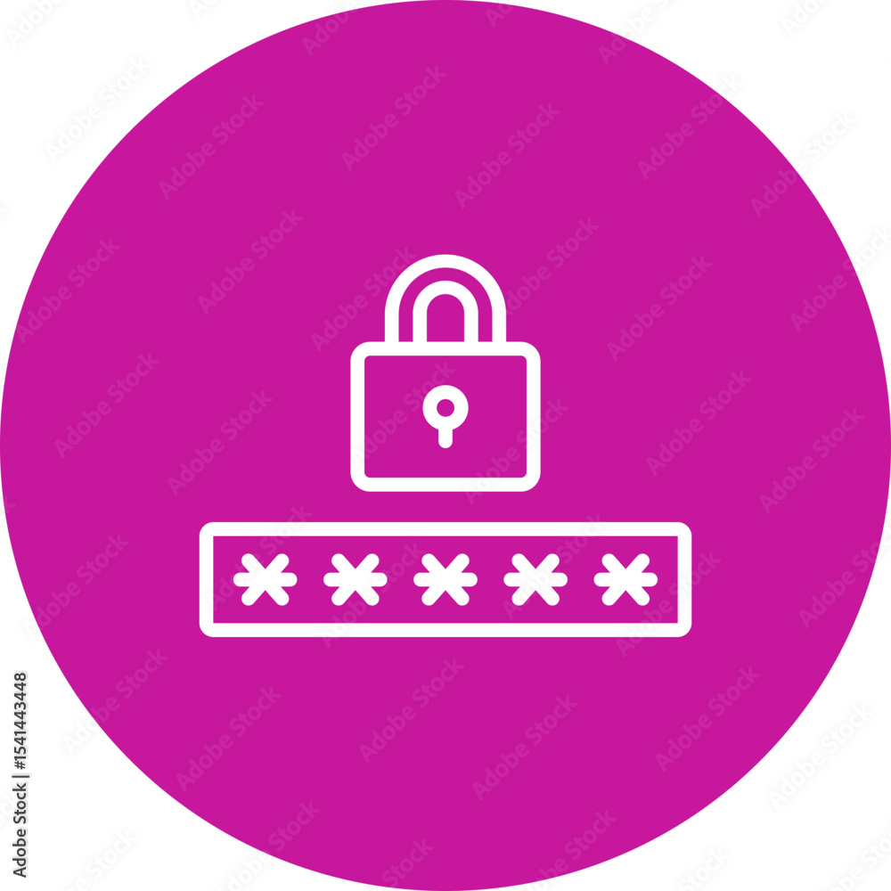 Password Vector Line Pink Circle Icon Design