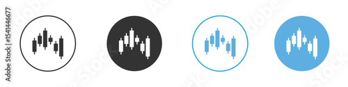 Chart candlestick icon Logo Template Design set
